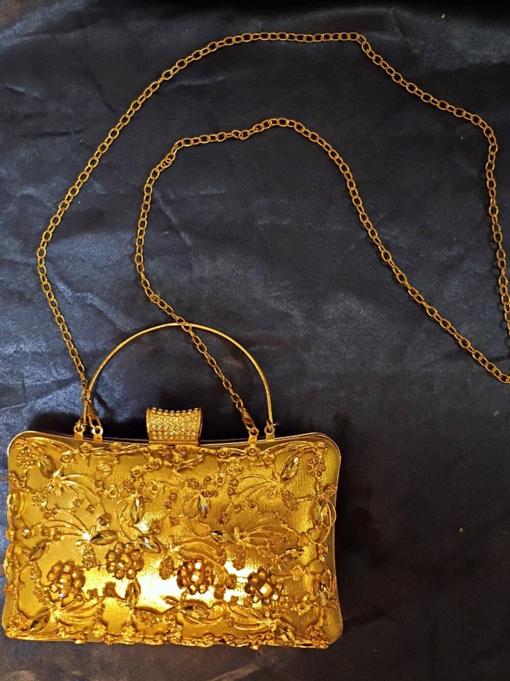 Embellished Gold Floral Evening Clutch